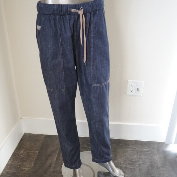 Brunello Cucinelli Monili Jeans Blue Cargo Denim Drawstring Relaxed Fit Size 6 - Picture 3 of 10